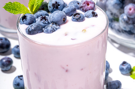 Blueberry yogurt, smoothie or milkshake, a Food & Drink Photo by Rimma