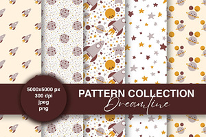 Space rocket seamless pattern, a Pattern Graphic by Dreamline Desings