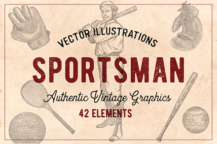 42 Vintage Sports Illustrations, a Sport Illustration by Brigantine Designs