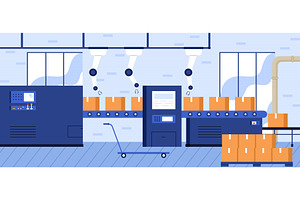 Modern Factory Interior With, an Illustration by Flashvector
