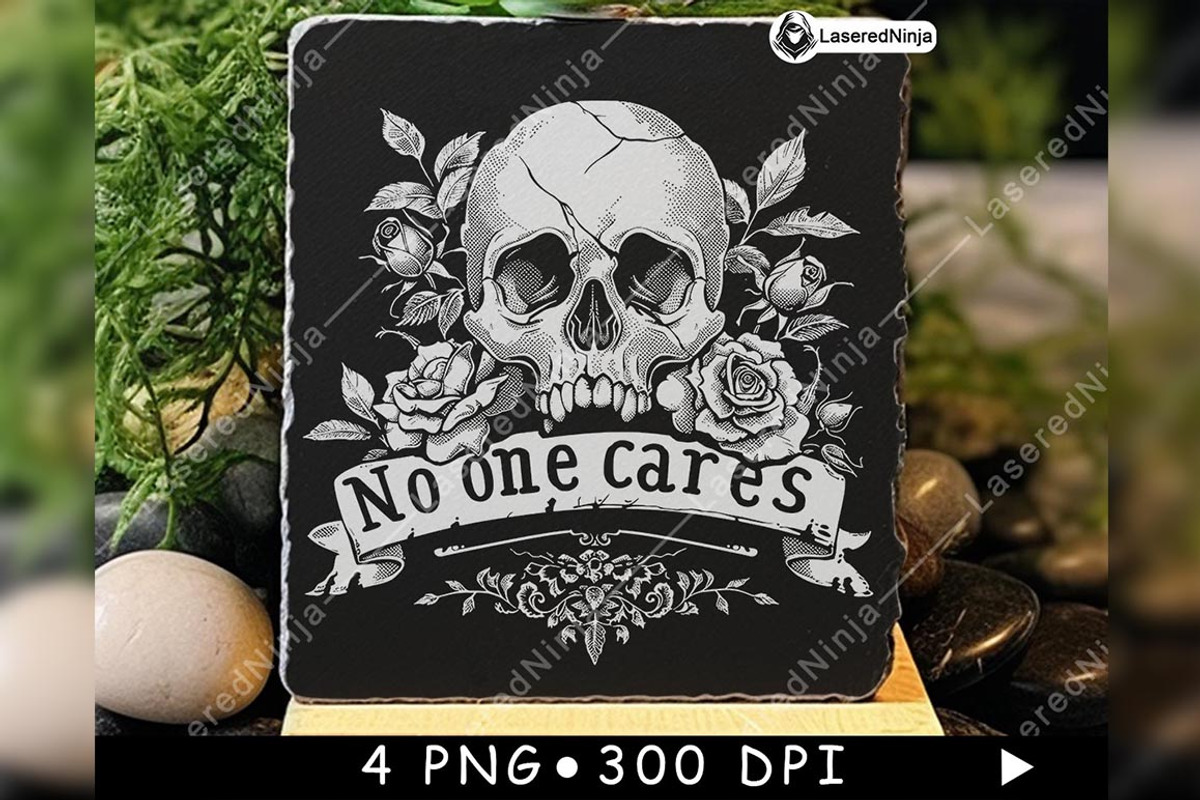 Old School Skull Roses No One Cares, a Background Graphic by LaseredNinja (Photo 3 of 7)