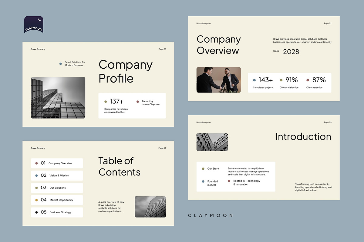 Company Profile & Business Overview, a Presentation Template by Claymoon Lab (Photo 7 of 7)