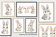 15 Bundle Watercolor Baby Rabbit, an Animal Illustration by Morspective (Thumbnail 4 of 8)