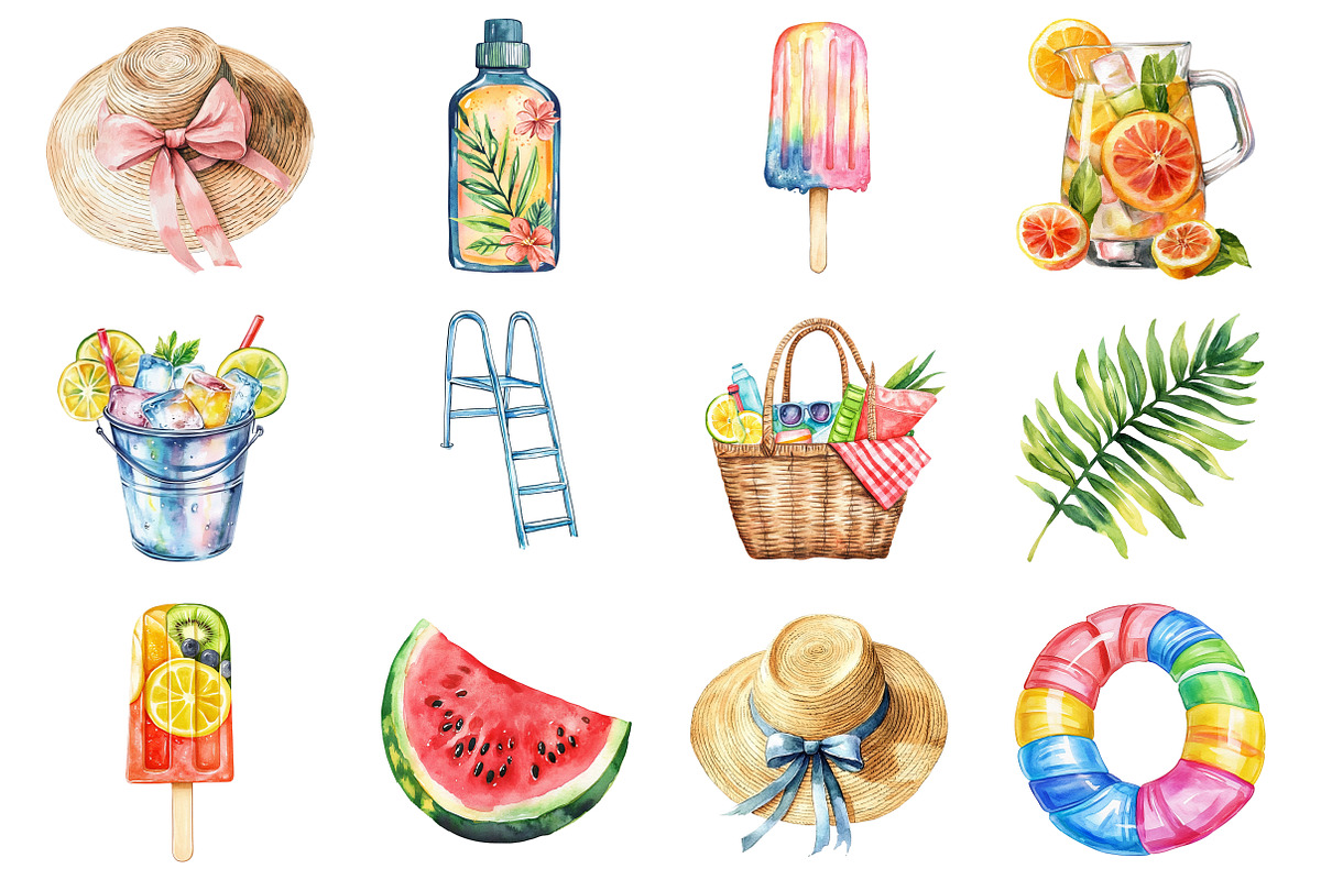 Summer Pool Party Clipart, an Illustration by Design Market (Photo 2 of 5)