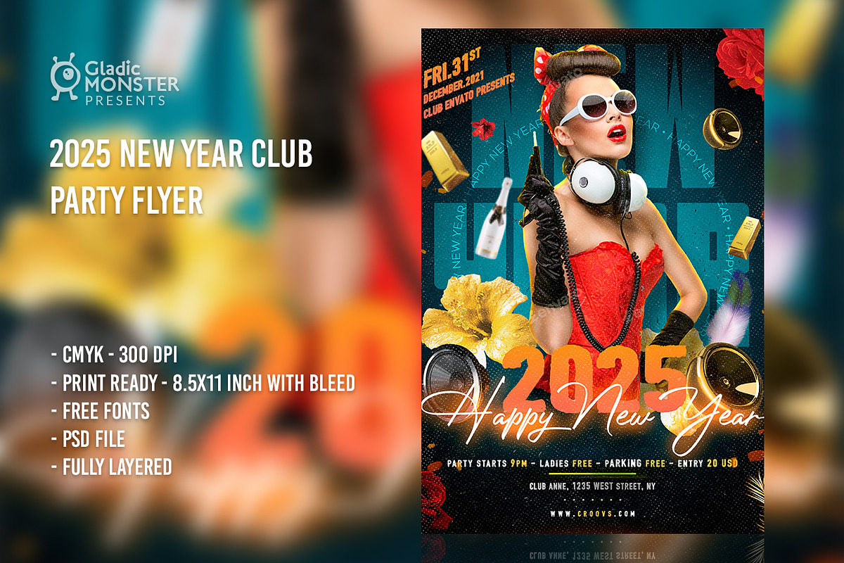 New Year Party Flyer Template, a Flyer Template by GladicMonster (Photo 1 of 3)