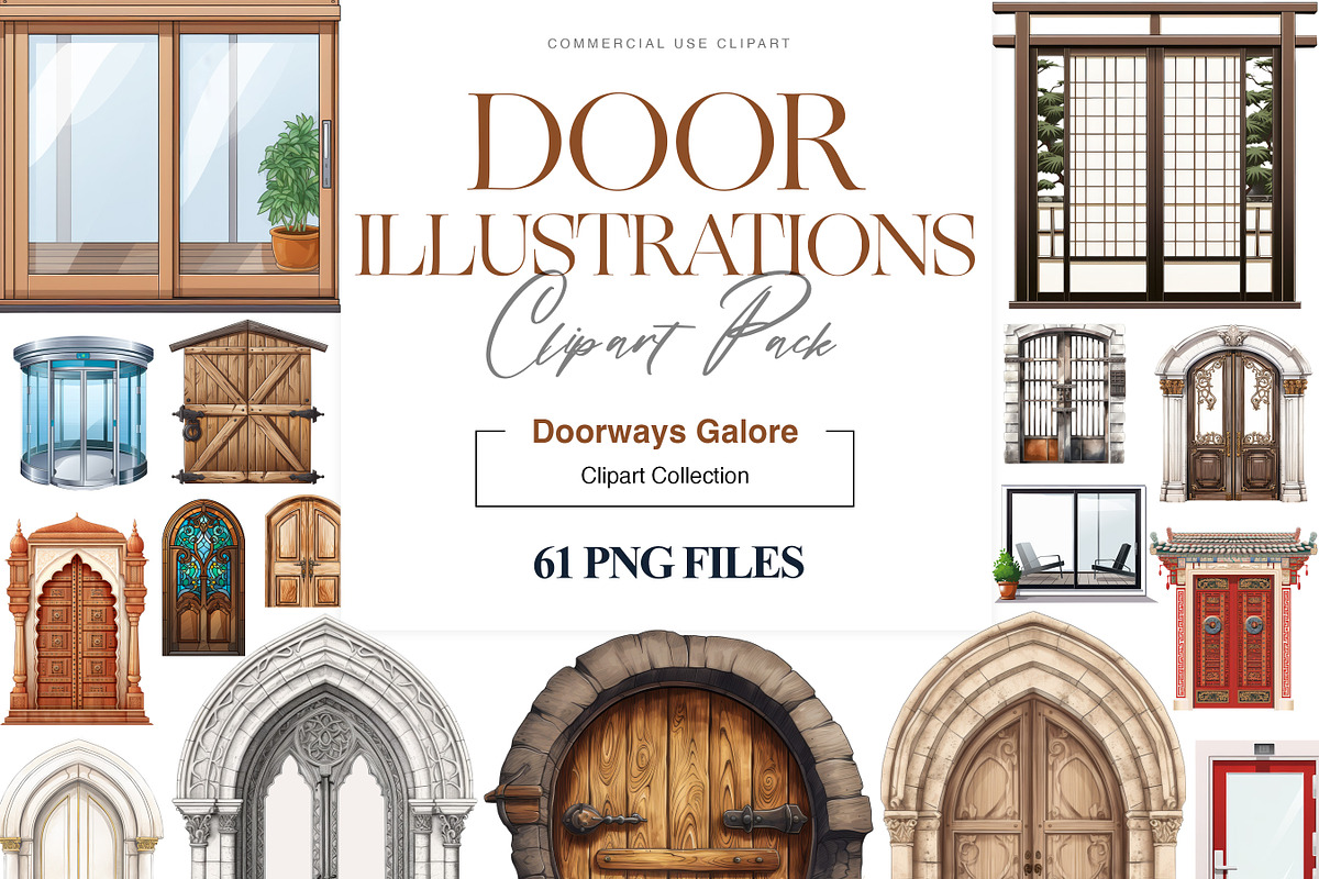 Door Illustration Clipart, Door PNG, a Decorative Illustration by BrushstrokeArtGB (Photo 1 of 9)