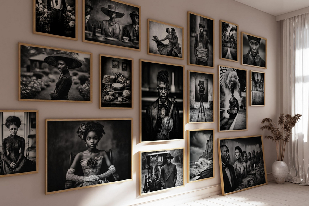 Victoria Era Black Wall Art Set, a Decorative Illustration by PrintablesByFranklyn (Photo 1 of 17)