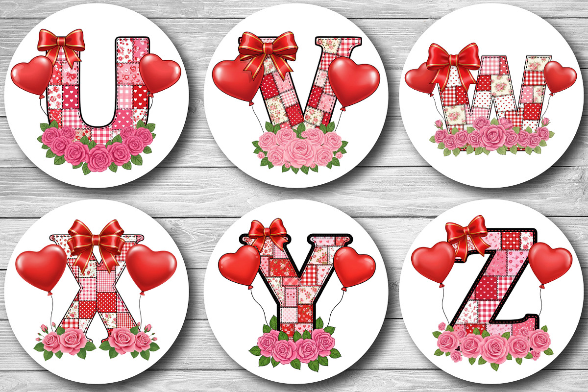 Valentine Patchwork Ornament Alphabe, a Graphic by CraftArtStudio (Photo 5 of 6)
