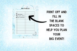 Blue Printable Party Planner PNG