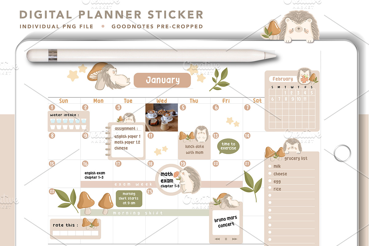 cute hedgehog digital sticker planne, a Design Template by hanacrochetdesign (Photo 2 of 7)
