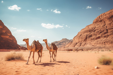 Camels in Wadi Rum desert, Jordan. V, a Photo by Iftikhar Alam