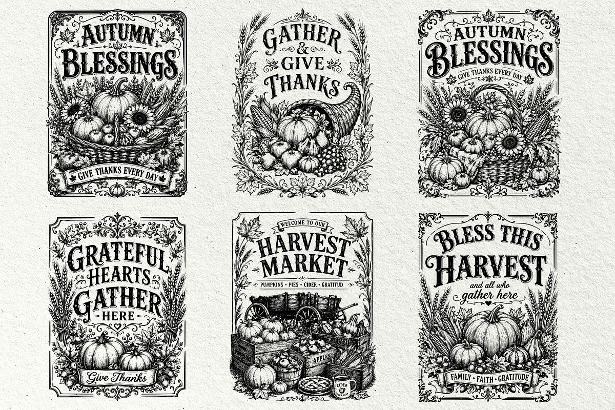 Thanksgiving Signs SVG Graphics, a Seasonal Illustration by DENIDigitalArtSudio (Photo 5 of 7)