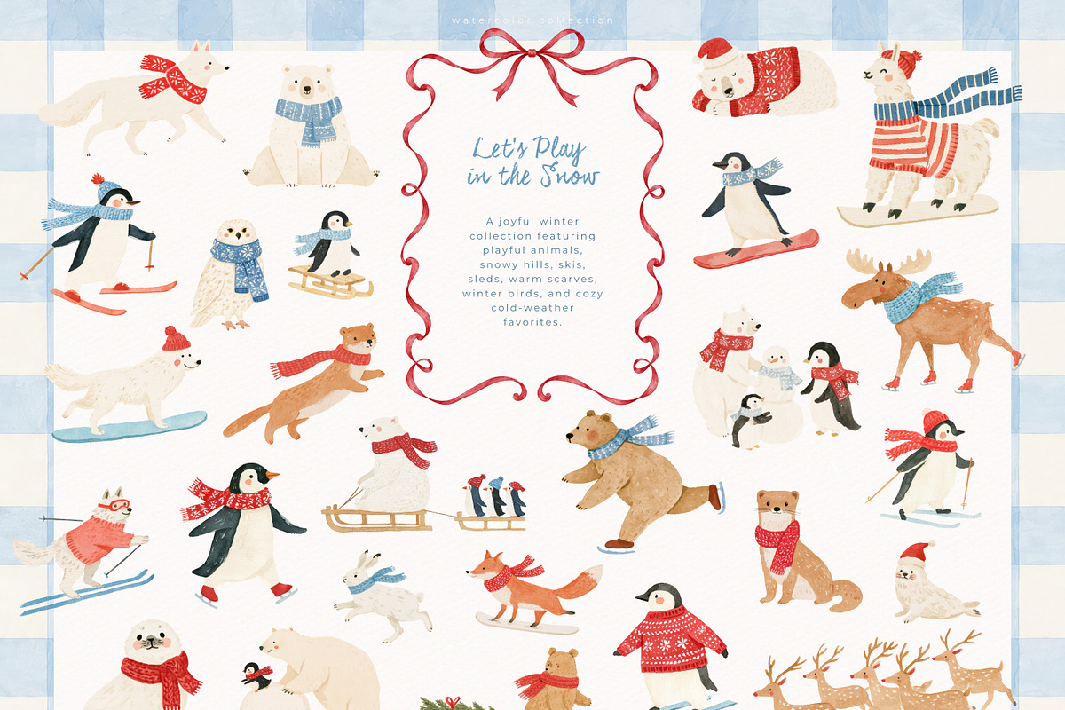 Let's Play In The Snow Collection, an Animal Illustration by PeDe Designs (Photo 2 of 9)