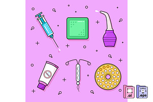 Female Contraception Methods, a Healthcare Illustration by MISS CHATZ