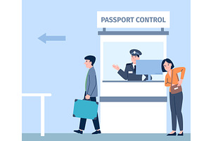 Border control in airport or port, a Transportation Illustration by LadadikArt