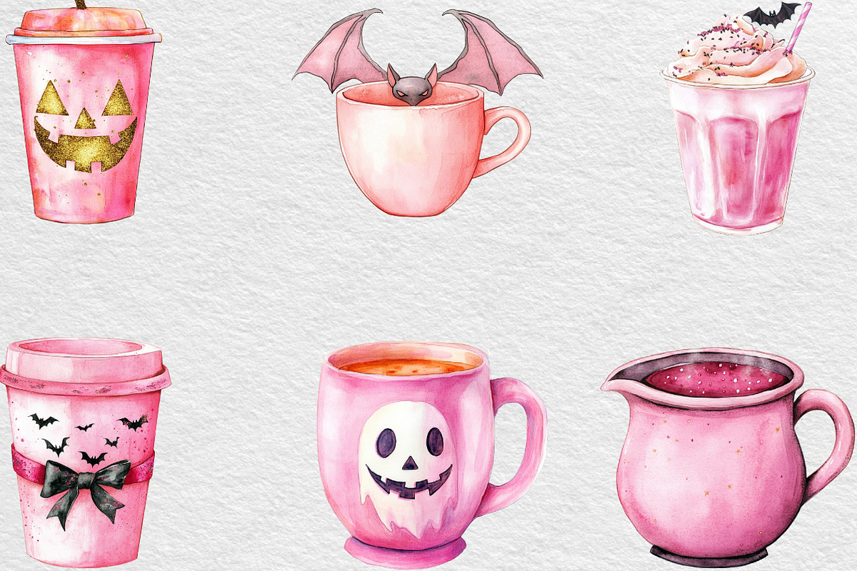 Pink Halloween Coffee Sublimation, an Illustration by Black Bird Studio (Photo 3 of 6)
