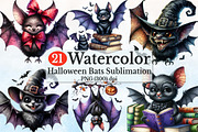 Watercolor Halloween Bats Clipart, a Seasonal Illustration by Rose Art (Thumbnail 1 of 7)