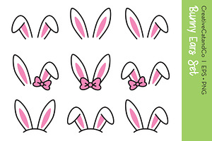 Easter Bunny Rabbit Ears Vector PNG, an Illustration by CreativeCatandCo