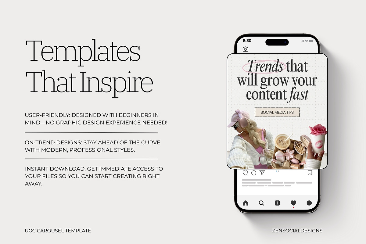 UGC Carousel Instagram Templates, a Social Media Template by ZenSocialDesigns (Photo 7 of 9)