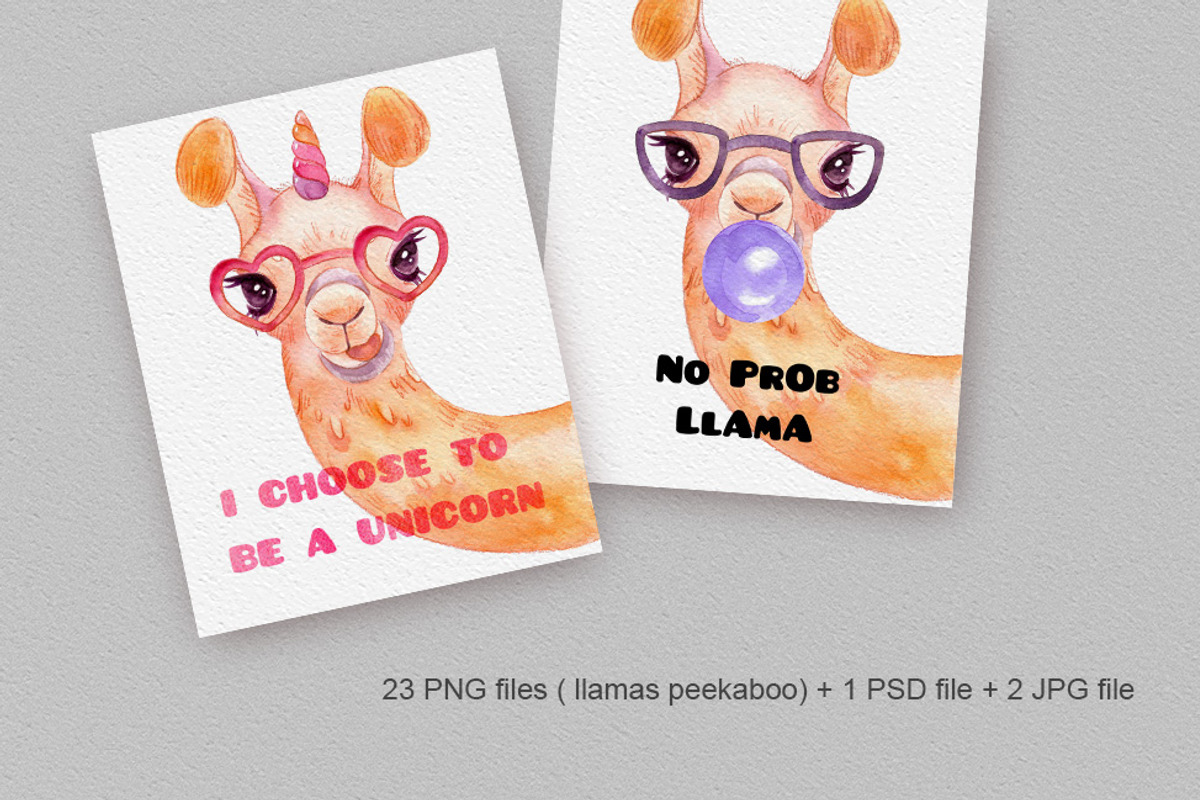 Llama peekaboo - watercolor clipart, an Animal Illustration by DigitalDream (Photo 4 of 5)