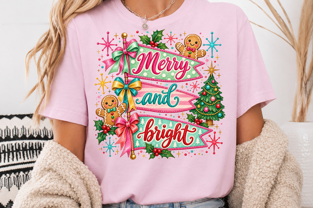 Merry and Bright Christmas PNG, a Seasonal Illustration by Rose Art (Photo 3 of 4)
