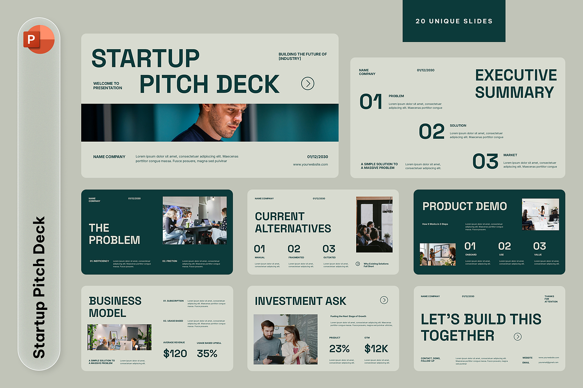 Startup Pitch Deck Powerpoint, a Presentation Template by Sixtemp (Photo 1 of 3)