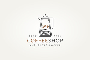 Coffee Shop Kettle And Bean Logo