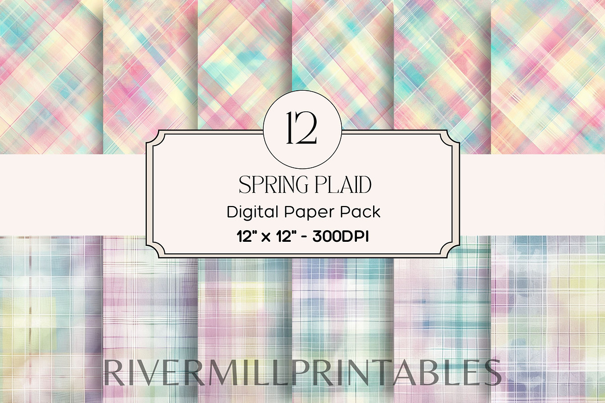 Spring Plaids Digital Paper Pack, a Decorative Illustration by Rivermill Printables (Photo 1 of 2)