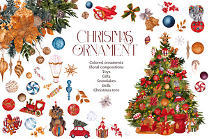Watercolor Christmas ornaments, an Object Graphic by ma_i_vi