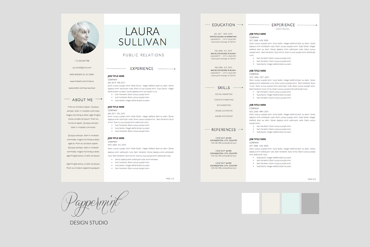 Resume Template + Cover Letter  WORD, a Resume Template by PAPPERMINT RESUME STUDIO (Photo 3 of 4)