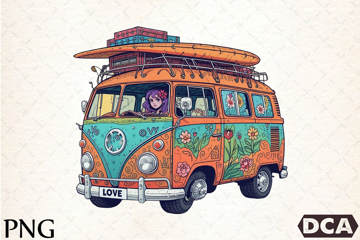 Happy Summer Van Clipart, an Illustration by DreamCafeArt (Photo 1 of 7)
