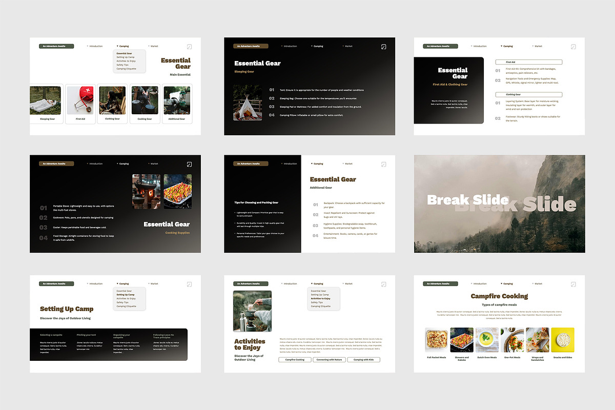 Camping Pitch Deck Keynote Template, a Presentation Template by TMint Creative (Photo 3 of 6)