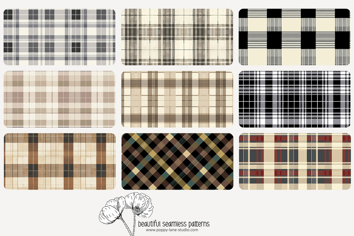80 neutral plaid seamless pattern, a Pattern Graphic by Poppy Lane Studio (Photo 6 of 11)