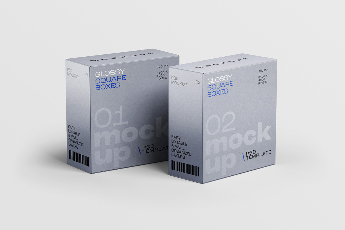 Square Box Packaging Mockup Set, a Packaging Mockup by mockupatelier (Photo 5 of 7)