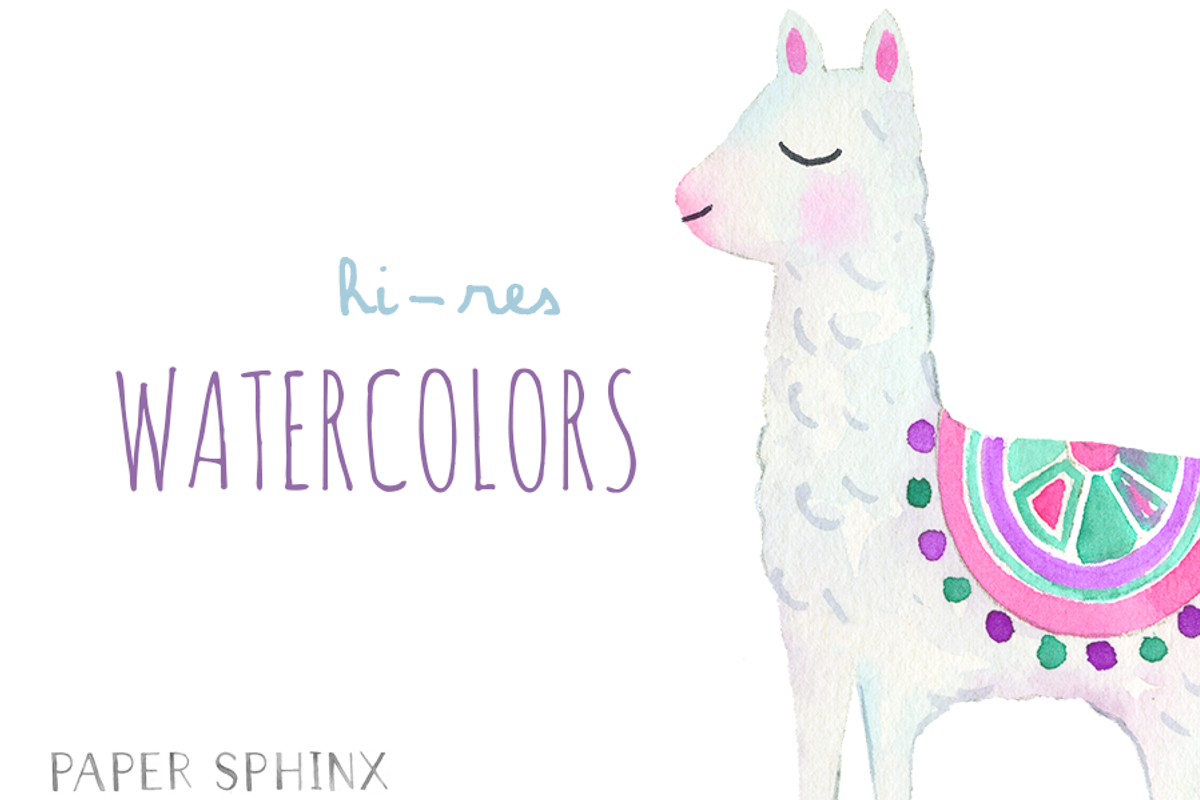 Watercolor Llamas Art Pack, an Animal Illustration by PaperSphinx (Photo 2 of 2)