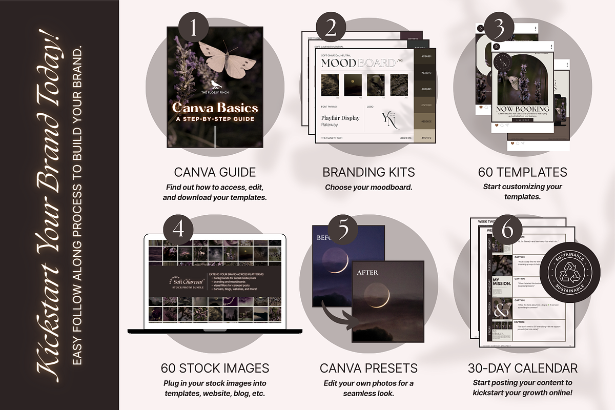Soft Charcoal Social Media Brand Kit, a Branding & Logo Template by The Flossy Finch (Photo 10 of 18)