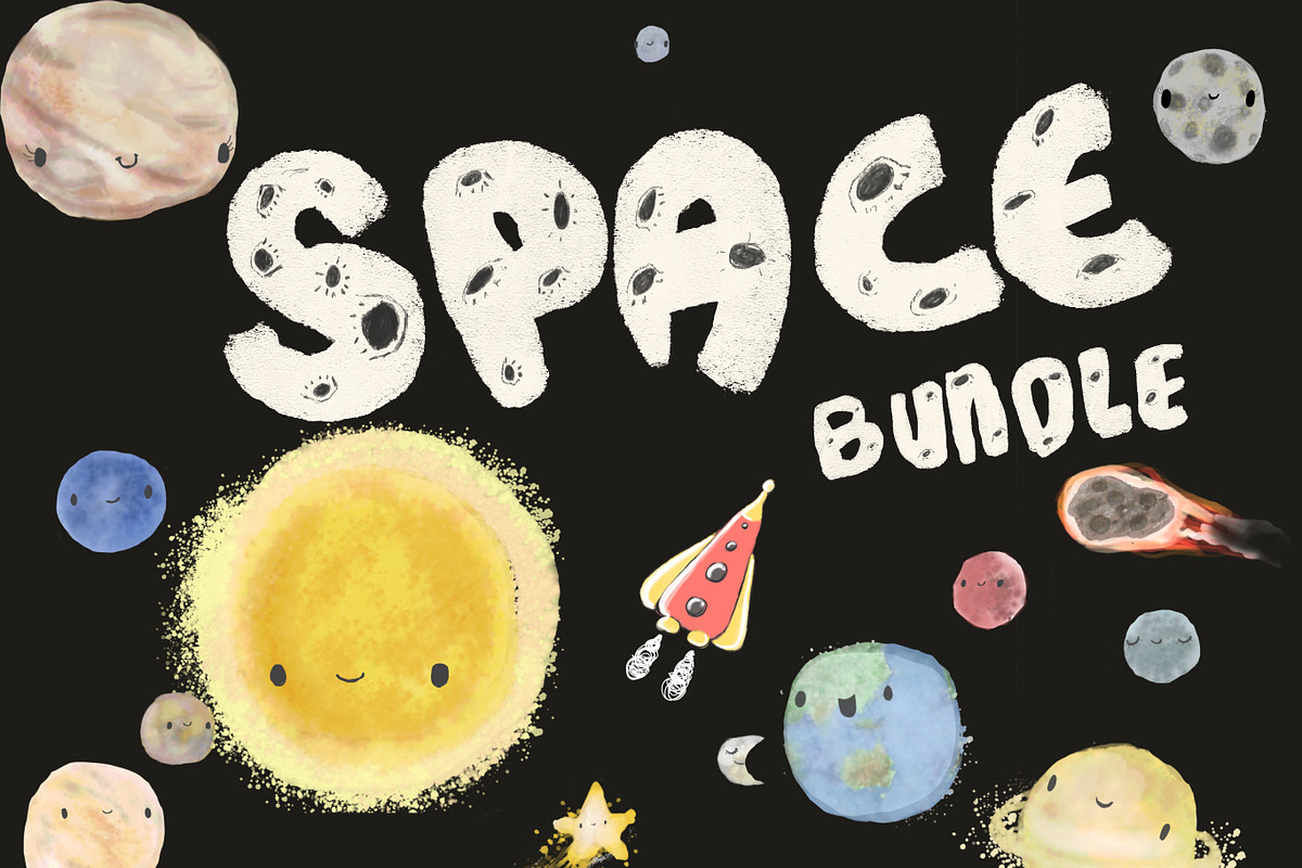 Happy Planets Space Bundle, an Education Illustration by sarahnalder (Photo 1 of 2)