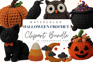 Halloween Crochet Clipart Bundle