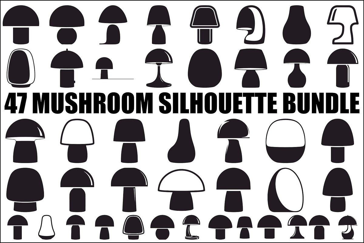 Mushroom Silhouette Bundle, an Illustration by musafir_fashion (Photo 1 of 49)