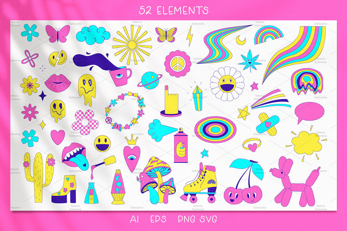 98 Acid y2k elements & stickers, an Illustration by Valeria Soloveva (Photo 5 of 8)