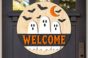 Welcome Halloween Ghost Round Sign, an Object Graphic by OK Design (Thumbnail 2 of 3)