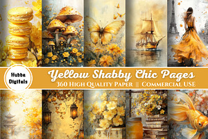 360 Yellow Shabby Chic Pages, an Illustration by HubbaDigitals