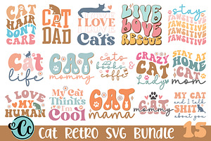 Cat Retro Bundle, Cat Svg Bundle