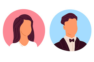 Abstract female and male face icons, a Person Illustration by Vectorbuum