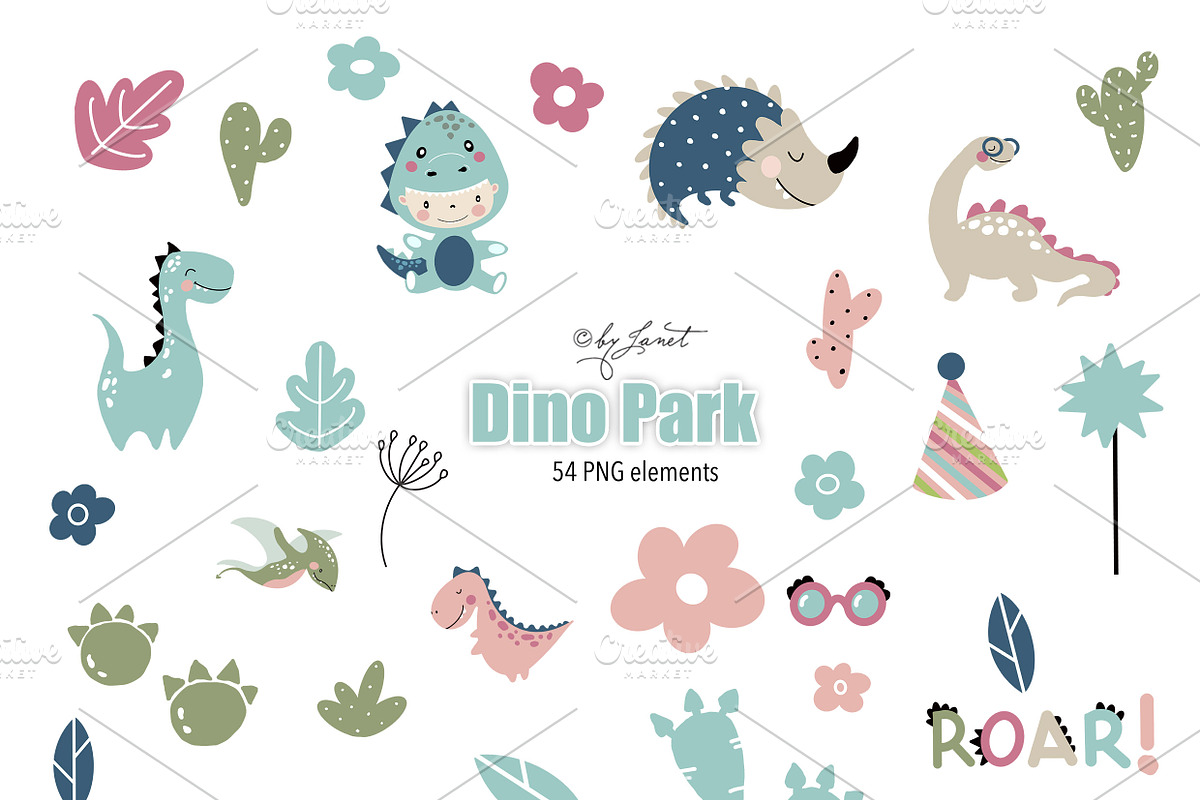Dino Park Clipart, an Illustration by helloPAPER (Photo 2 of 2)