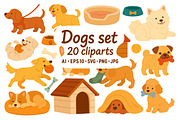 Cute Dogs Clipart Set, an Animal Illustration by ananastya (Thumbnail 1 of 3)