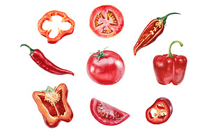 Red vegetables collection