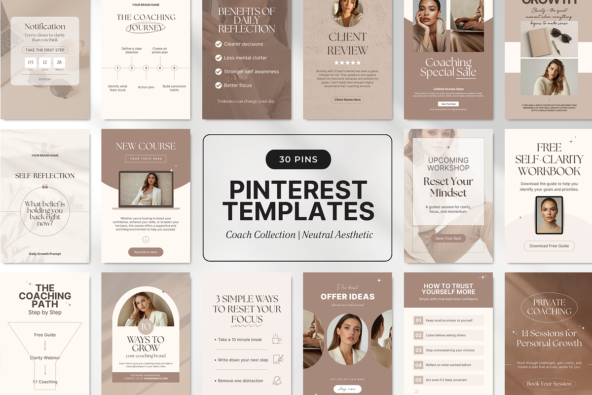 Coach Pinterest Pin Templates Canva, a Social Media Template by DigiPax (Photo 1 of 11)