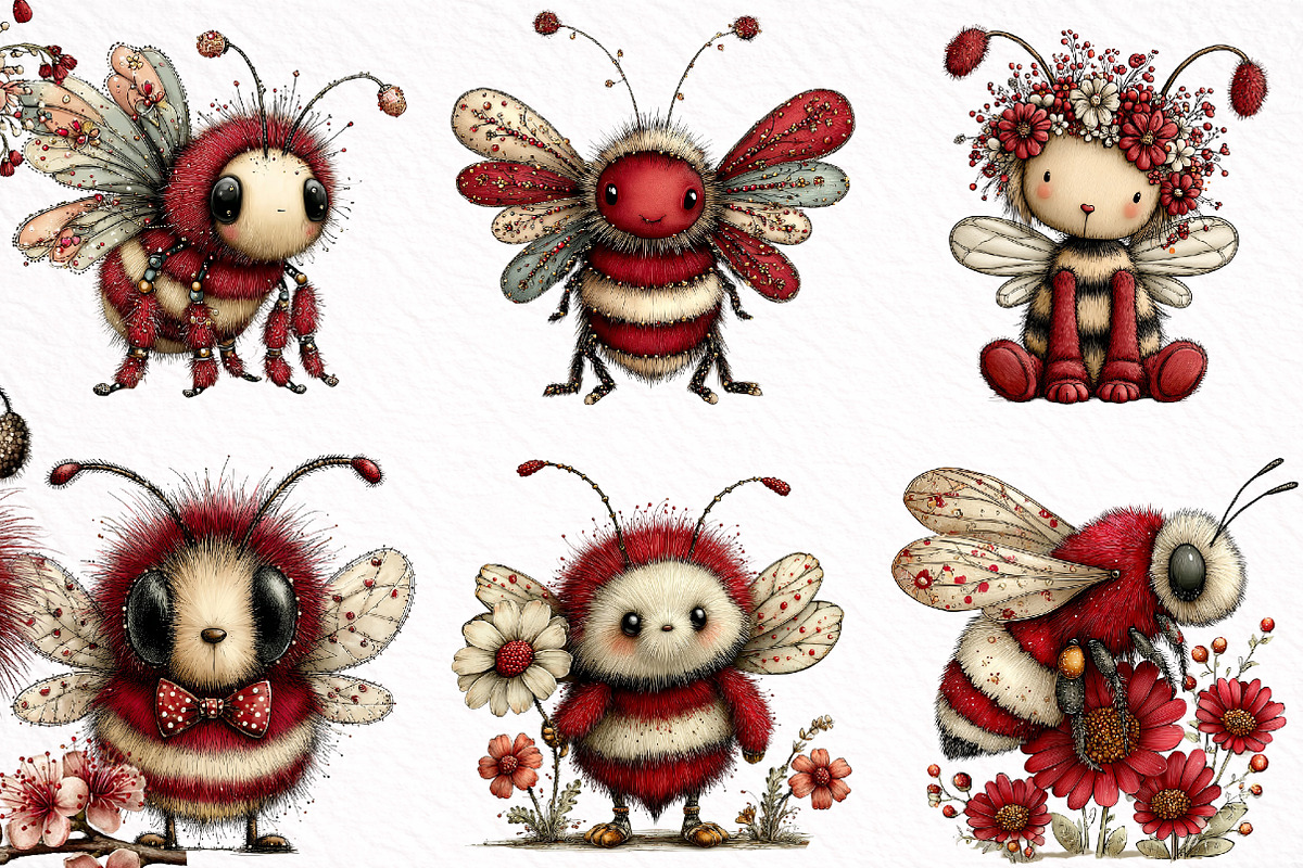 Whimsical Spring Bee Clipart PNG, an Illustration by DreamArtGraphic (Photo 4 of 8)