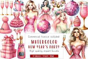 Coquette New Year's Party Clipart, an Illustration by CreationArt